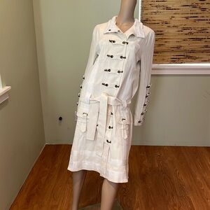 L.A.M.B. By Gwen Stefani Gorgeous Cotton Denim Coat With Logo Metal Clasps 10